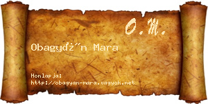 Obagyán Mara névjegykártya